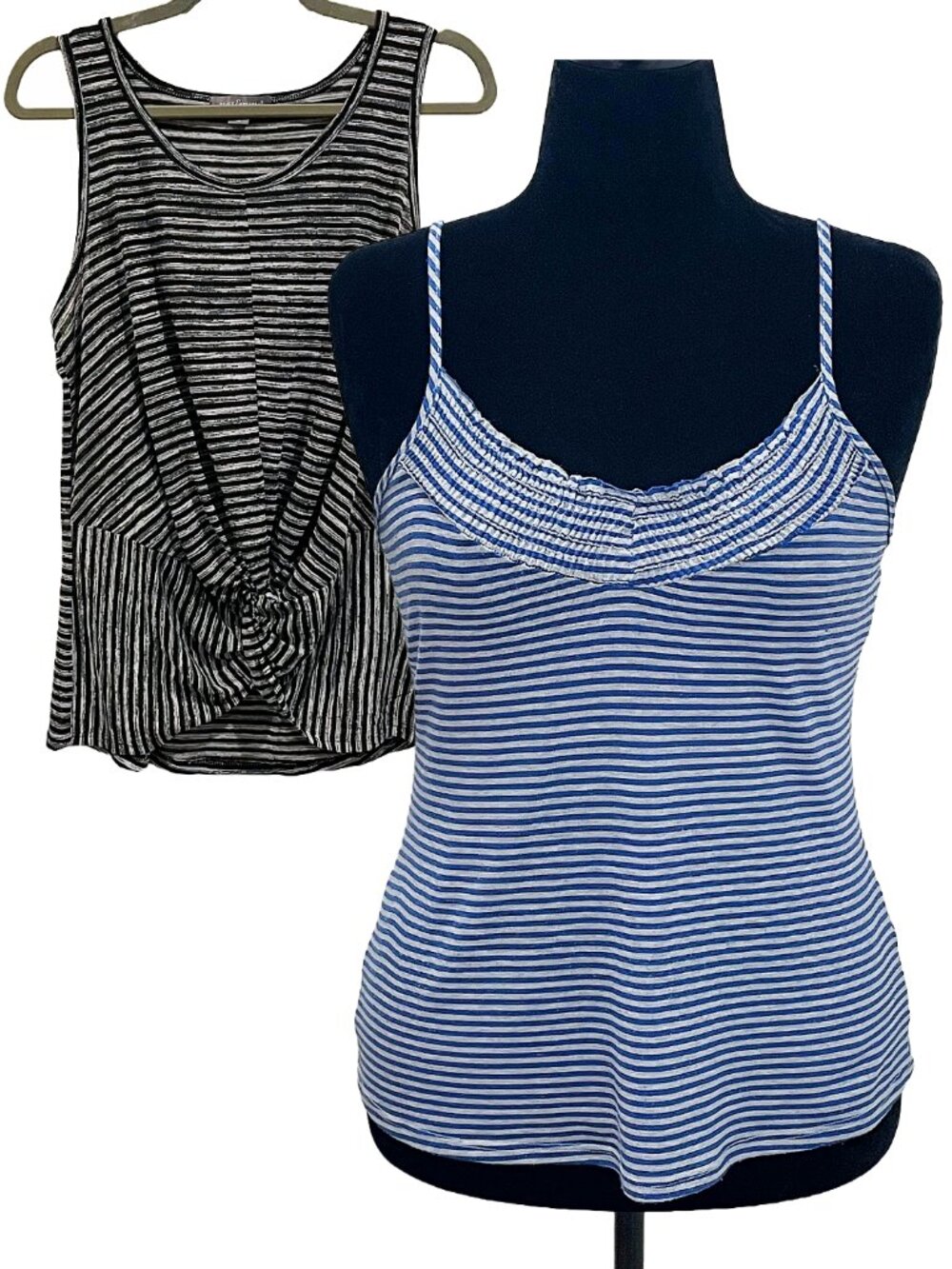 2-Piece Striped Tank Top Bundle Size M Blue Black Layering Tops